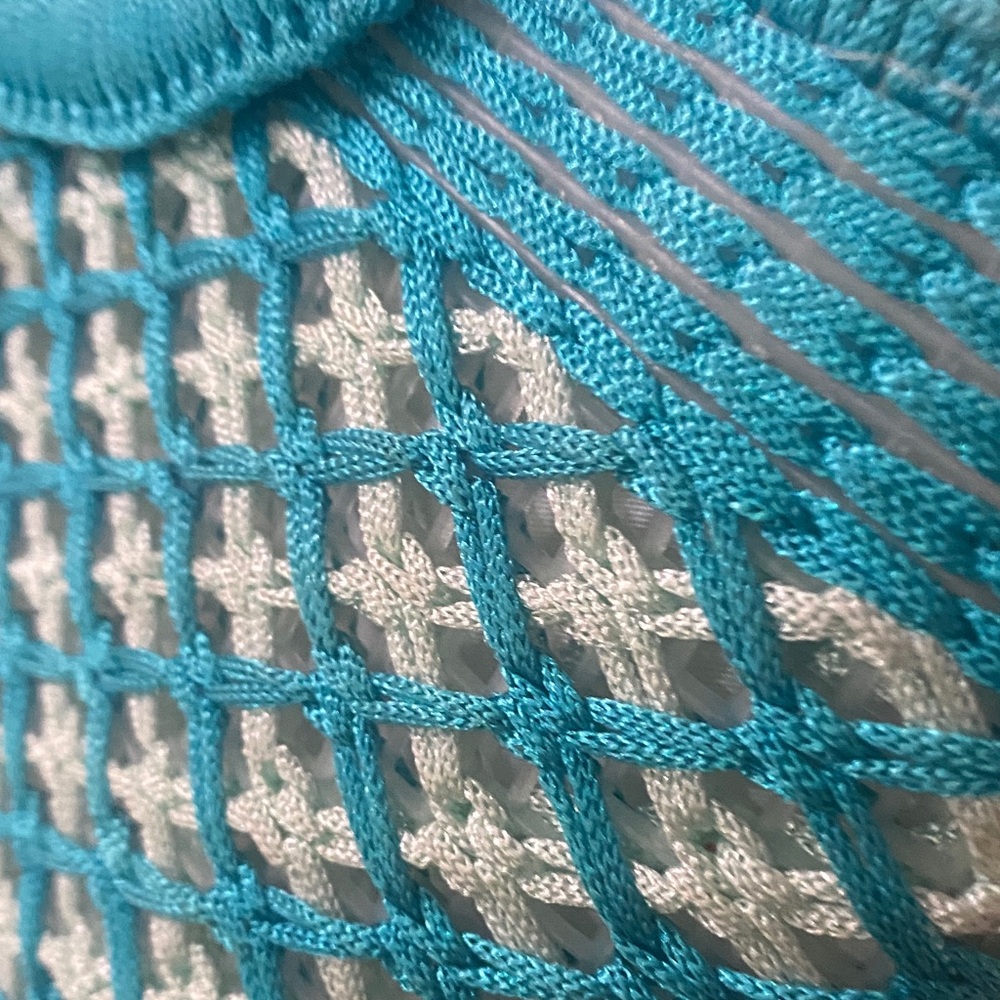 Vintage- Blue Woven Tote Bag with Clear Handles - - Picture 5 of 12